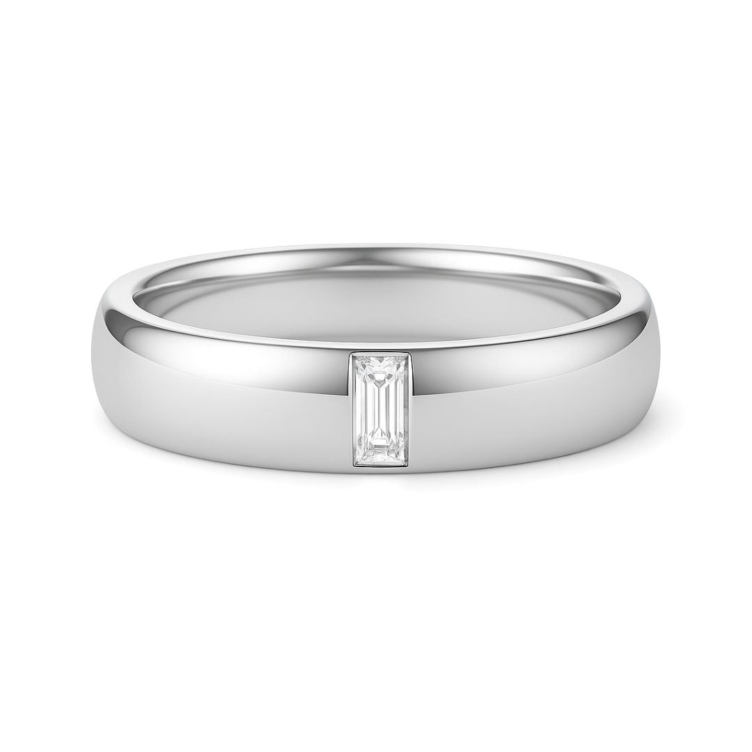 Polished Band with Baguette Diamond