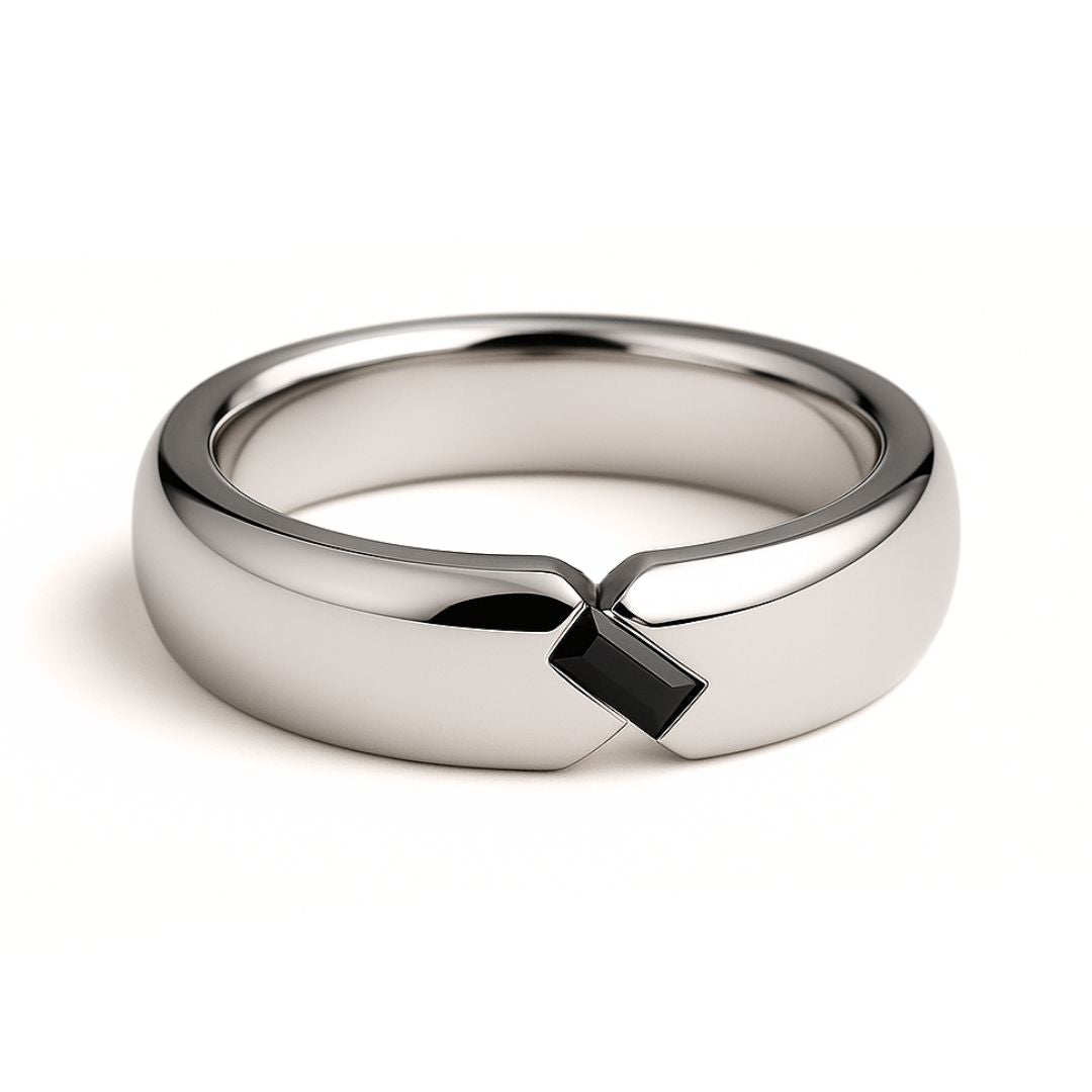 Polished Band with Baguette Diamond