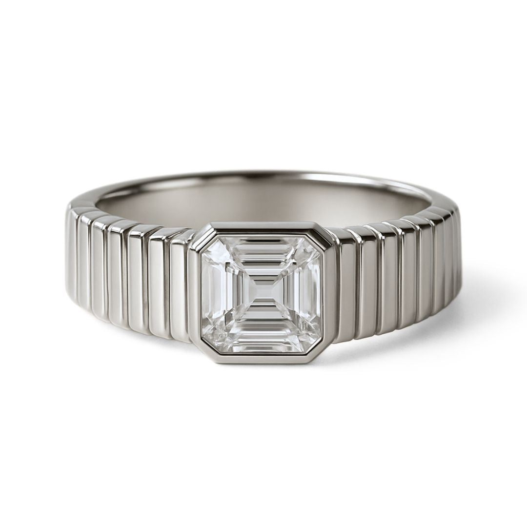 Asscher Diamond with Grooved Band