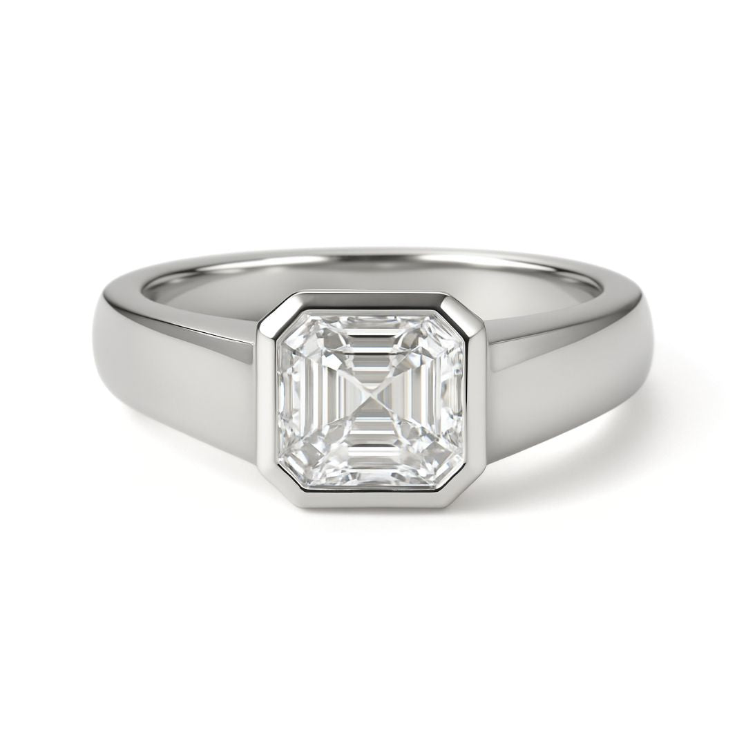 Asscher Diamond with Polished Band